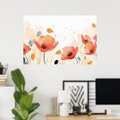 Waterverf rood papaver schilderij poster (Thuiskantoor)