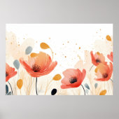 Waterverf rood papaver schilderij poster (Voorkant)