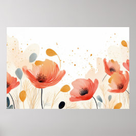 Waterverf rood papaver schilderij poster