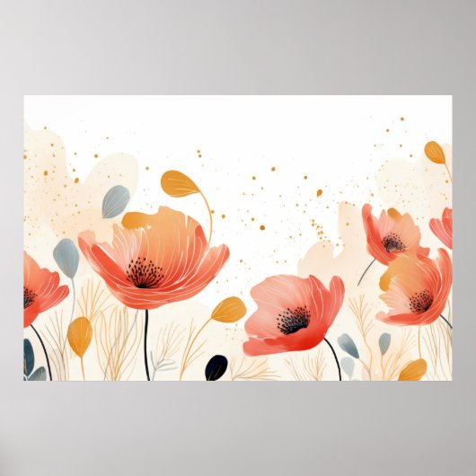 Waterverf rood papaver schilderij poster (Voorkant)