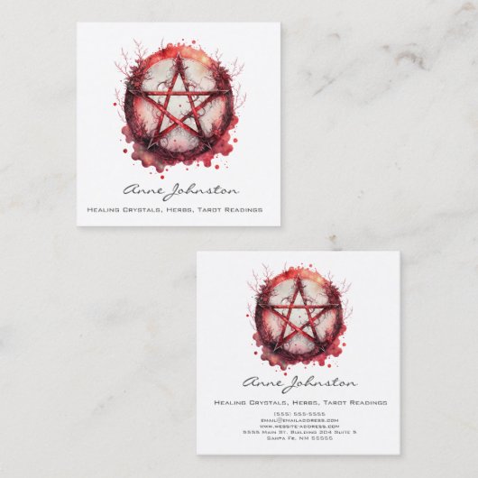 Waterverf Rood Pentagram Visitekaartje (Voorkant / Achterkant)