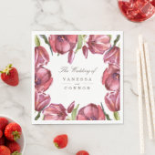 Waterverf rood Poppies en uw namen bruiloft Servet (Insitu)