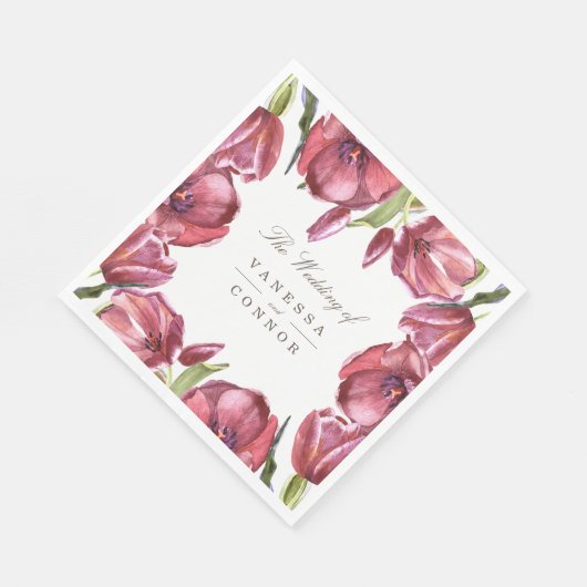 Waterverf rood Poppies en uw namen bruiloft Servet (Hoek)