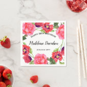 Waterverf Rood Poppies Roze Roze Rood Krans Ontwer Servet (Insitu)