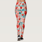 Waterverf, rood, roze, blauw hart, monogram leggings (Achterkant)