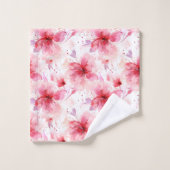 Waterverf Rood Roze Bloemen Lente Bloemmotief  Bad Handdoek (Wasdoekje)