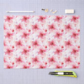 Waterverf Rood Roze Bloemen Lente Bloempatroon Tissuepapier (Craft)