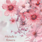 Waterverf Rood Roze Bloemen Sticker (Voorkant)