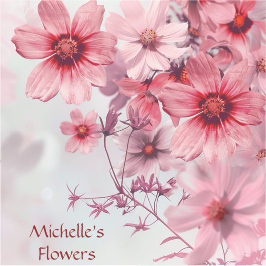 Waterverf Rood Roze Bloemen Sticker (Voorkant)