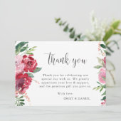 Waterverf Rood Roze Blush Groen Botanisch Bedankkaart (Staand voorkant)