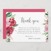 Waterverf Rood Roze Blush Groen Botanisch Bedankkaart (Voorkant / Achterkant)