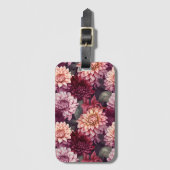 Waterverf Rood Roze Dahlia Patroon Ontwerp Bagagelabel (Voorkant (verticaal))