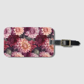 Waterverf Rood Roze Dahlia Patroon Ontwerp Bagagelabel (Voorkant (horizontaal))