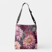 Waterverf Rood Roze Dahlia Patroon Ontwerp Crossbody Tas (Achterkant)