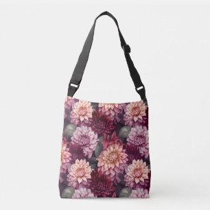 Waterverf Rood Roze Dahlia Patroon Ontwerp Crossbody Tas