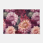 Waterverf Rood Roze Dahlia Patroon Ontwerp Deurmat (Voorkant)