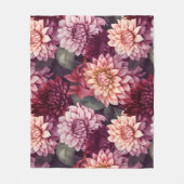 Waterverf Rood Roze Dahlia Patroon Ontwerp Fleece Deken (Voorkant)