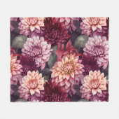 Waterverf Rood Roze Dahlia Patroon Ontwerp Fleece Deken (Voorkant (Horizontaal))