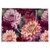Waterverf Rood Roze Dahlia Patroon Ontwerp Groot Cadeauzakje (Achterkant)