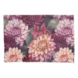 Waterverf Rood Roze Dahlia Patroon Ontwerp Kussensloop