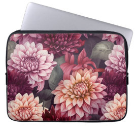 Waterverf Rood Roze Dahlia Patroon Ontwerp Laptop Sleeve