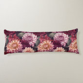 Waterverf Rood Roze Dahlia Patroon Ontwerp Lichaamskussen (Achterkant)