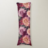 Waterverf Rood Roze Dahlia Patroon Ontwerp Lichaamskussen (Voorkant Verticaal)