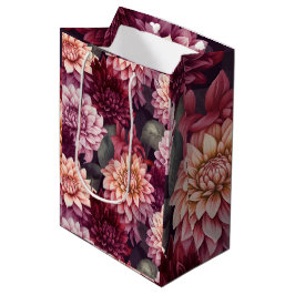 Waterverf Rood Roze Dahlia Patroon Ontwerp Medium Cadeauzakje