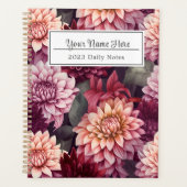 Waterverf Rood Roze Dahlia Patroon Ontwerp Planner (Voorkant)