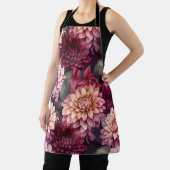 Waterverf Rood Roze Dahlia Patroon Ontwerp Schort (Insitu)