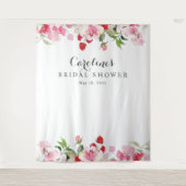 Waterverf Rood Roze Rozen Bruidsfeest Achtergrond Wandkleed (Voorkant)