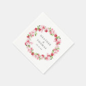 Waterverf Rood roze rozen Wreath Names Wedding Servet (Hoek)