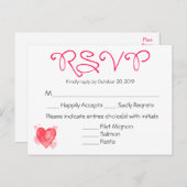 Waterverf Rood & Roze RSVP Wedding Party Reactie Uitnodiging Briefkaart (Voorkant / Achterkant)