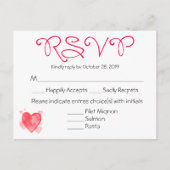 Waterverf Rood & Roze RSVP Wedding Party Reactie Uitnodiging Briefkaart (Voorkant)