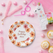 Waterverf Rood Sinaasappel Herfstbloem Verjaardag Papieren Bordje (Feest)