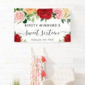 Waterverf Rood Sinaasappel Rozen Sweet 16 Welkom Spandoek (Insitu)