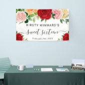 Waterverf Rood Sinaasappel Rozen Sweet 16 Welkom Spandoek (Beurs)