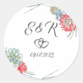 Waterverf Rood Succulent Ronde Sticker (Voorkant)