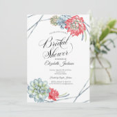 Waterverf Rood Succulent Vrijgezellenfeest Kaart (Staand voorkant)