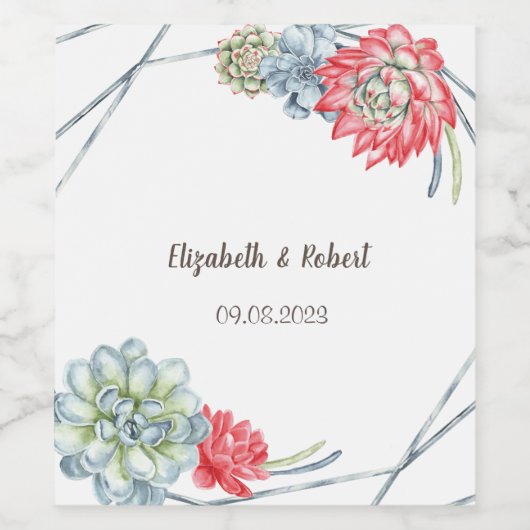 Waterverf Rood Succulent Wijn Etiket (Enkel label)