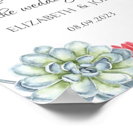 Waterverf Rood Succulenten bruiloft Poster (Hoek)