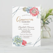 Waterverf Rood Succulenten Quinceañera Kaart (Staand voorkant)