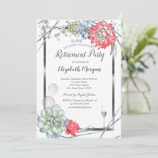 Waterverf Rood Succulosans Kaart (Staand voorkant)