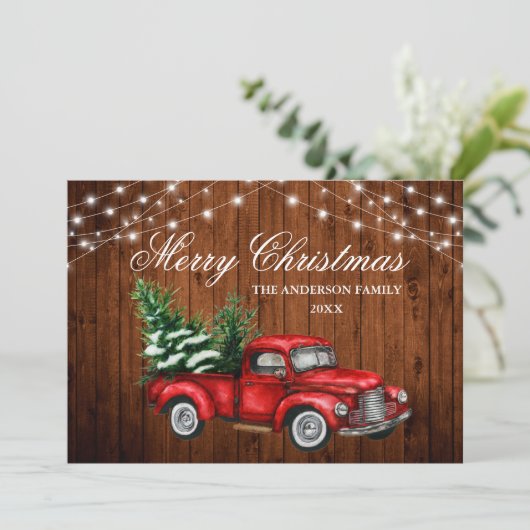 Waterverf  Rood Vrachthout Kerstmis Feestdagenkaart (Staand voorkant)