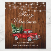 Waterverf  Rood Vrachthout Kerstmis Wijn Etiket (Enkel label)