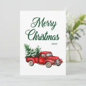 Waterverf  rood vrachtwagen pretjaar feestdagenkaart (Staand voorkant)
