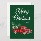 Waterverf  rood vrachtwagen pretjaar feestdagenkaart (Voorkant / Achterkant)