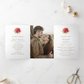 Waterverf rood waratah bruiloft foto drieluik programma (Binnen)