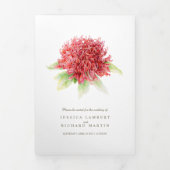 Waterverf rood waratah bruiloft foto drieluik programma (Cover)