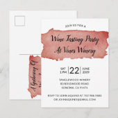 Waterverf Rood Wijn Stain Wine Tasting Party Aankondigingskaart (Voorkant / Achterkant)